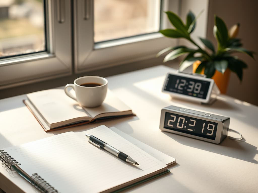 Morning focus session with timer and distraction-free workspace before 10 AM